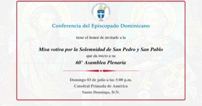 La Conferencia del Episcopado Dominicano invita a participar de la misa votiva por la Solemnidad de San Pedro y San Pablo