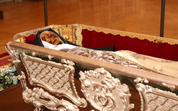 El cuerpo de Santa teresa de Jesús, expuesto para veneración pública por tercera vez desde su muerte. Crédito: Provincia Ibérica de la Orden de los Carmelitas Descalzos.