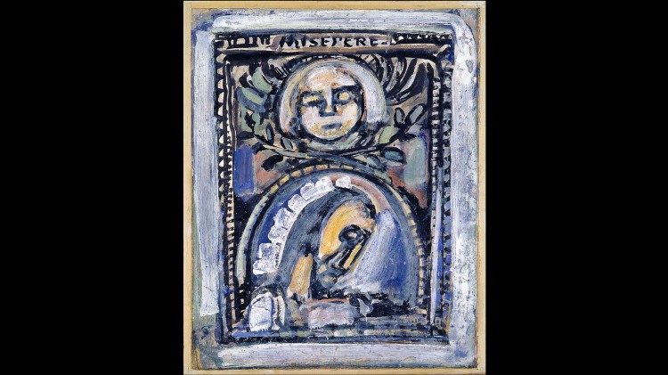 Georges Rouault, Puerta de sagrario, 1951. Decoración de la Capilla del Hermitage de Notre-Dame de Voirons, Alta Saboya, Francia. Esmalte, 24 x 13,8 cm. Museos Vaticanos, Colección de Arte Moderno y Contemporáneo. Foto © Gobernación del Estado de la Ciudad del Vaticano, Dirección de los Museos y Bienes Culturales.
