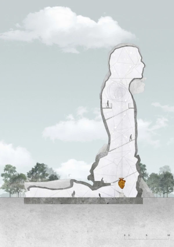 Sistema de poleas del proyecto de monumento al Sagrado Corazón de Jesús en Boadilla del Monte (España). Crédito: Captura corazondejesusboadilla.org